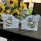 Bee Kind & Bee Grateful Wooden Sitters Rustic Arched Spring Decor Blocks with Bumblebee Art - Asstd. 2